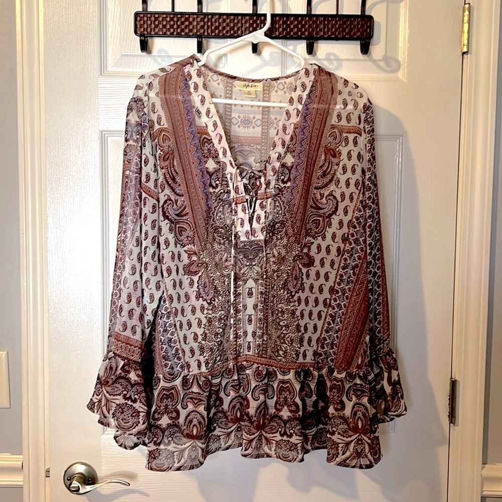 Style & Co Women’s Long Sleeve Sheer Top XL